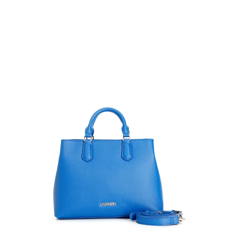 bauletto in materiale effetto saffiano blu taglia unica