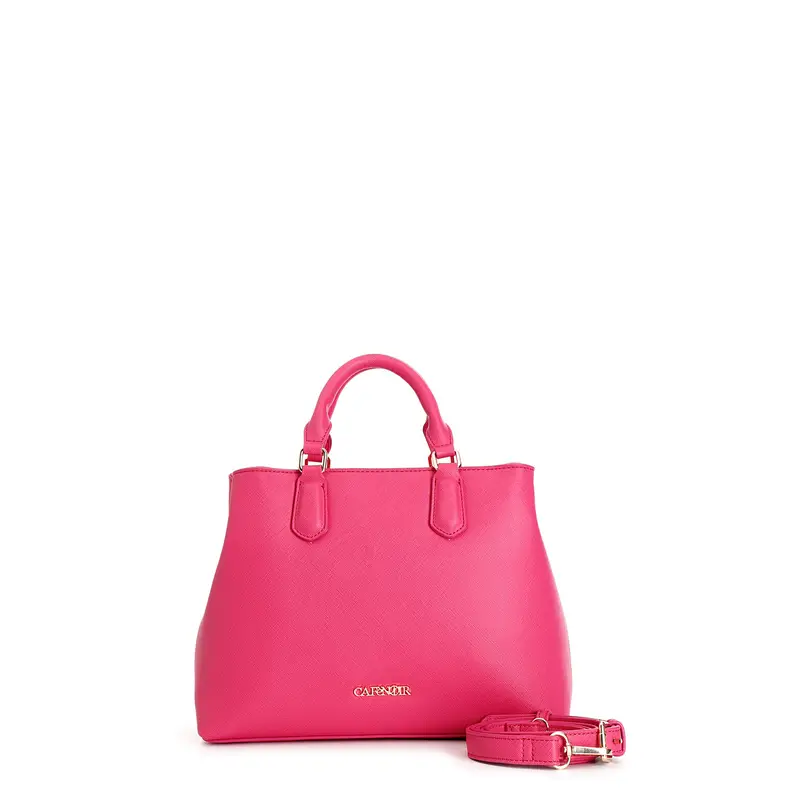 bauletto in materiale effetto saffiano fuxia