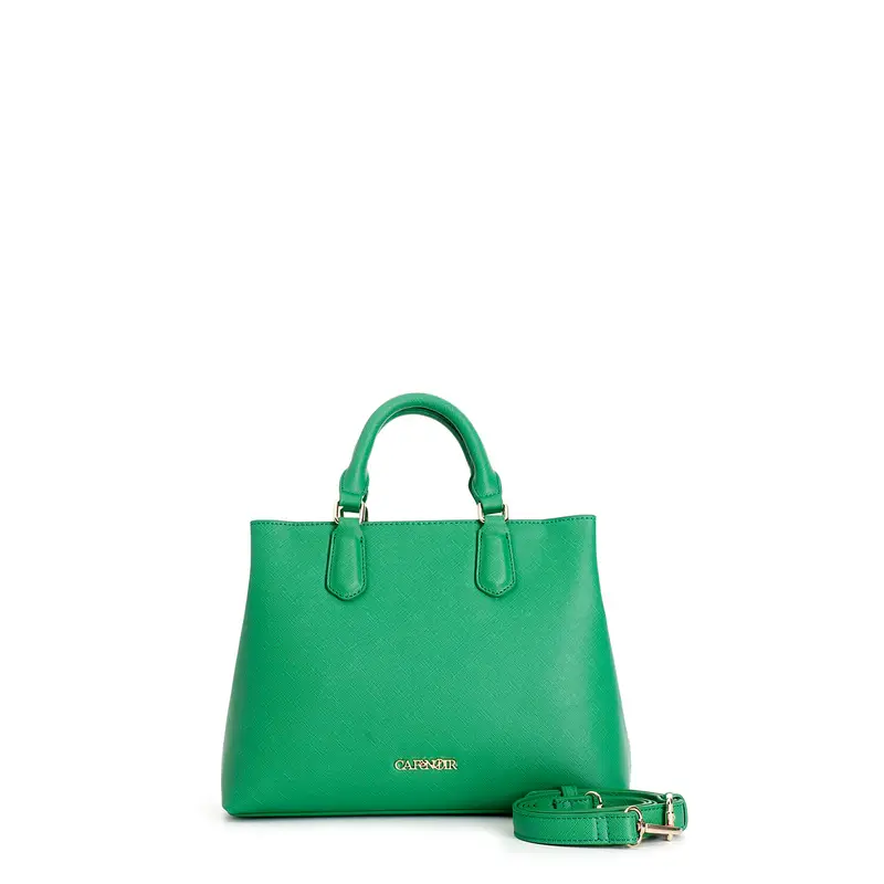 bauletto in materiale effetto saffiano verde taglia unica