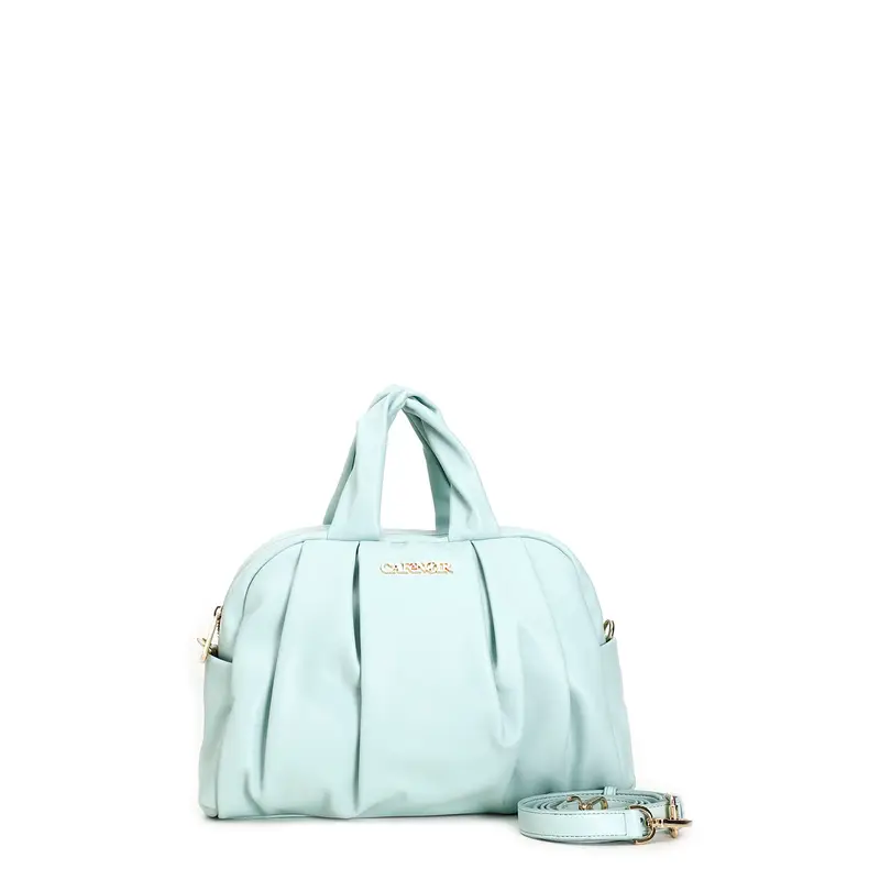 bauletto morbido con pieghe e chiusura con zip cielo taglia unica