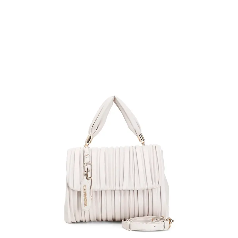 bauletto plissettato con ciondolo logato avorio