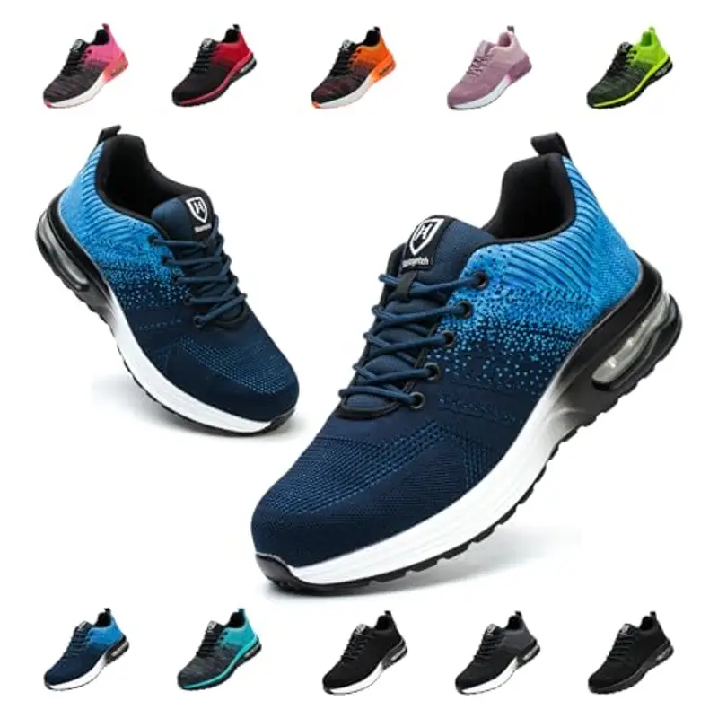 Bawalon Scarpe Antinfortunistiche Uomo Donna Leggere e Comode Scarpe da Lavoro con Punta in Acciaio Sportive Scarpe da