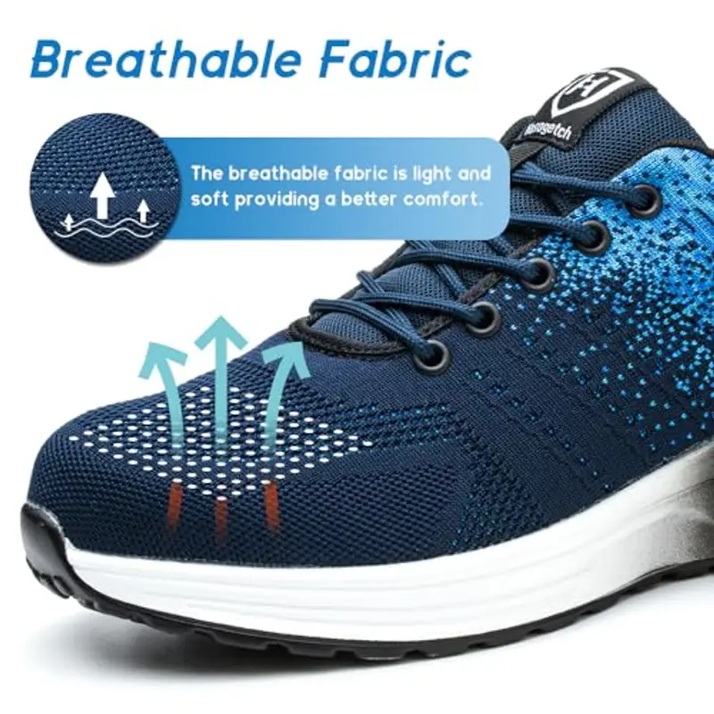 Bawalon Scarpe Antinfortunistiche Uomo Donna Leggere e Comode Scarpe da Lavoro con Punta in Acciaio Sportive Scarpe da miniatura 2