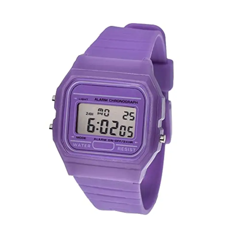 BDM - Classico Orologio Casiopea Originale per Uomo, Donna, Ragazza o Ragazzo con Cinturino Digitale con Sveglia. Un Regalo d'Epoca. - Morado