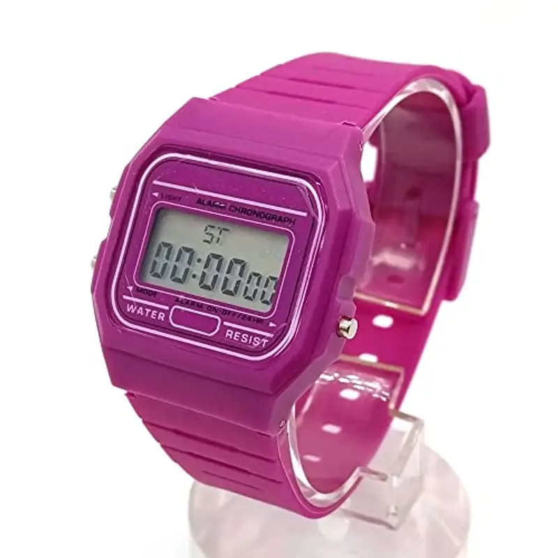 BDM - Classico orologio Casiopea Originale per uomo, donna, ragazza o ragazzo con cinturino digitale con sveglia. Un regalo d'epoca. - Morado oscuro