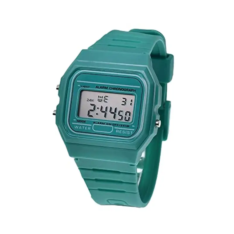 BDM - Classico Orologio Casiopea Originale per Uomo, Donna, Ragazza o Ragazzo con Cinturino Digitale con Sveglia. Un Regalo d'Epoca. - Verde Mar