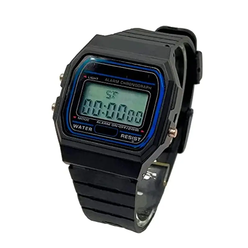 BDM Classico Orologio da Polso Digitale Cassiopeia Nero per Uomo e Donna, Ragazzo e Ragazza con Sveglia. Regalo di Compleanno