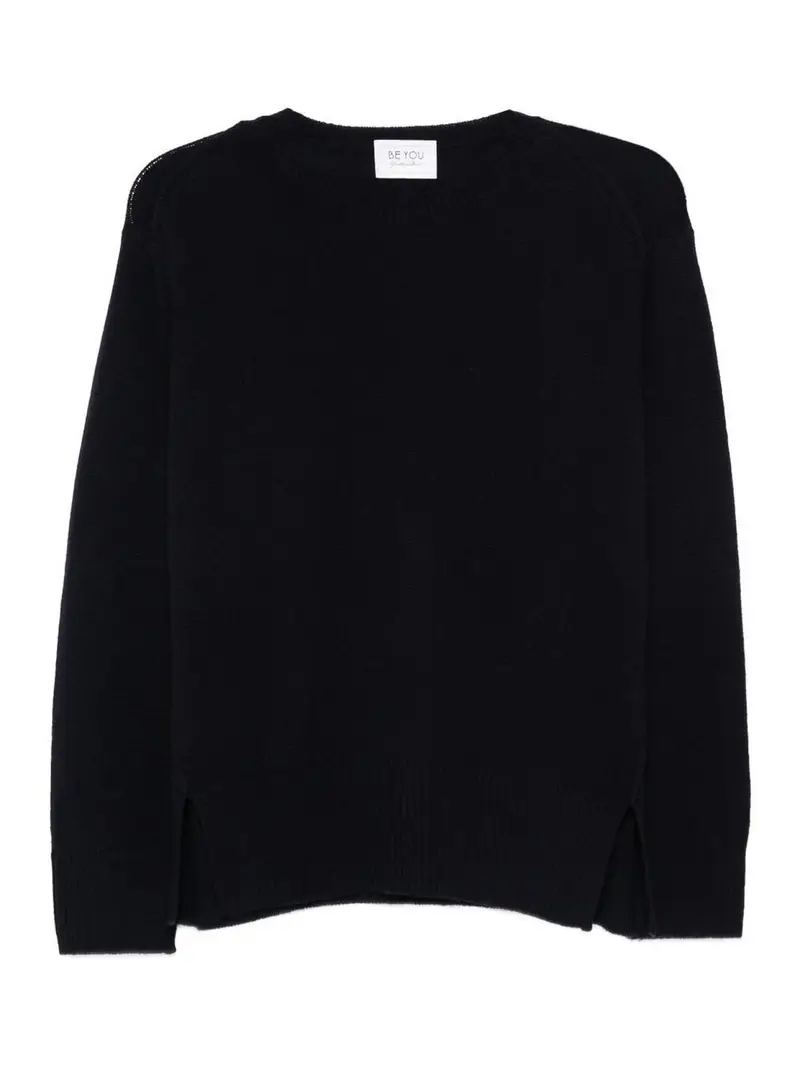 Maglia Girocollo In Cashmere Blu