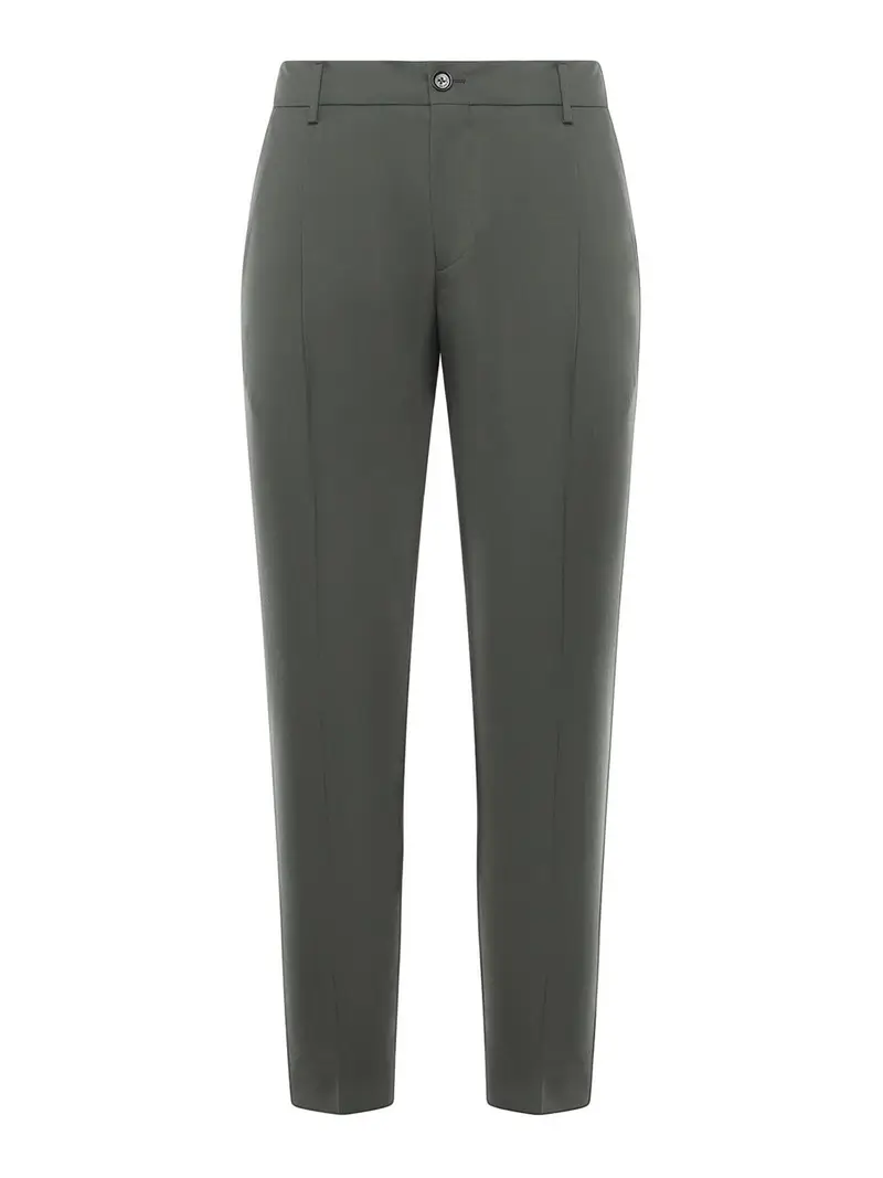 Pantaloni in Gabardine di Misto Lana Verde