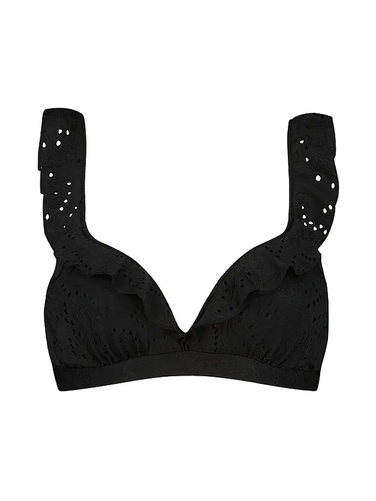 Top bikini da donna con ricamo nero nero | 36B