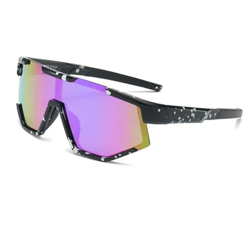 Beafaeur Occhiali Sole Sportivi Polarizzati Occhiali Ciclismo Bambino Protezione UV400 occhiali Bici Bambino 5 ai 16 Anni per Ciclismo Tennis Rugby Corsa Sport All'aperto (nero)