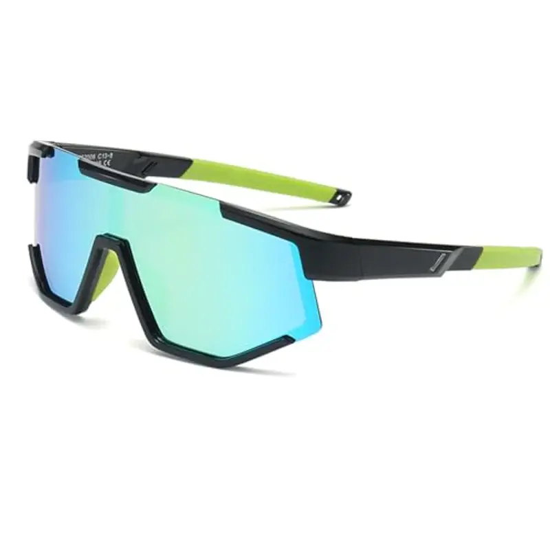 Beafaeur Occhiali Sole Sportivi Polarizzati Occhiali Ciclismo Bambino Protezione UV400 occhiali Bici Bambino 5 ai 16 Anni per Ciclismo Tennis Rugby Corsa Sport All'aperto (verde)