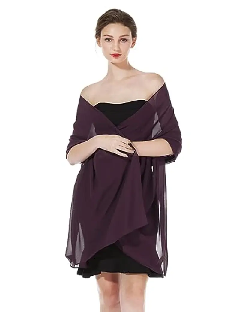 BEAUTELICATE Scialle Stola Donna Elegante Chiffon Coprispalle Sciarpa Estivo per Cerimonia Matrimonio Sposa Festa miniatura 2