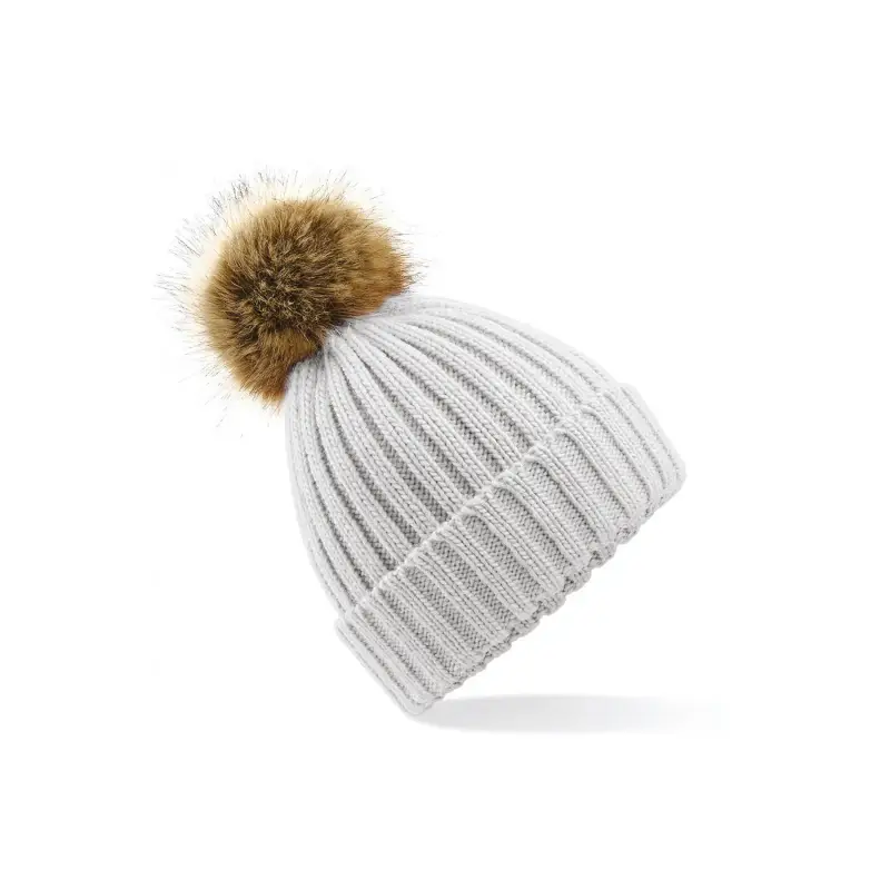 Berretto con pom pom in pelliccia sintetica spessa donna Beechfield