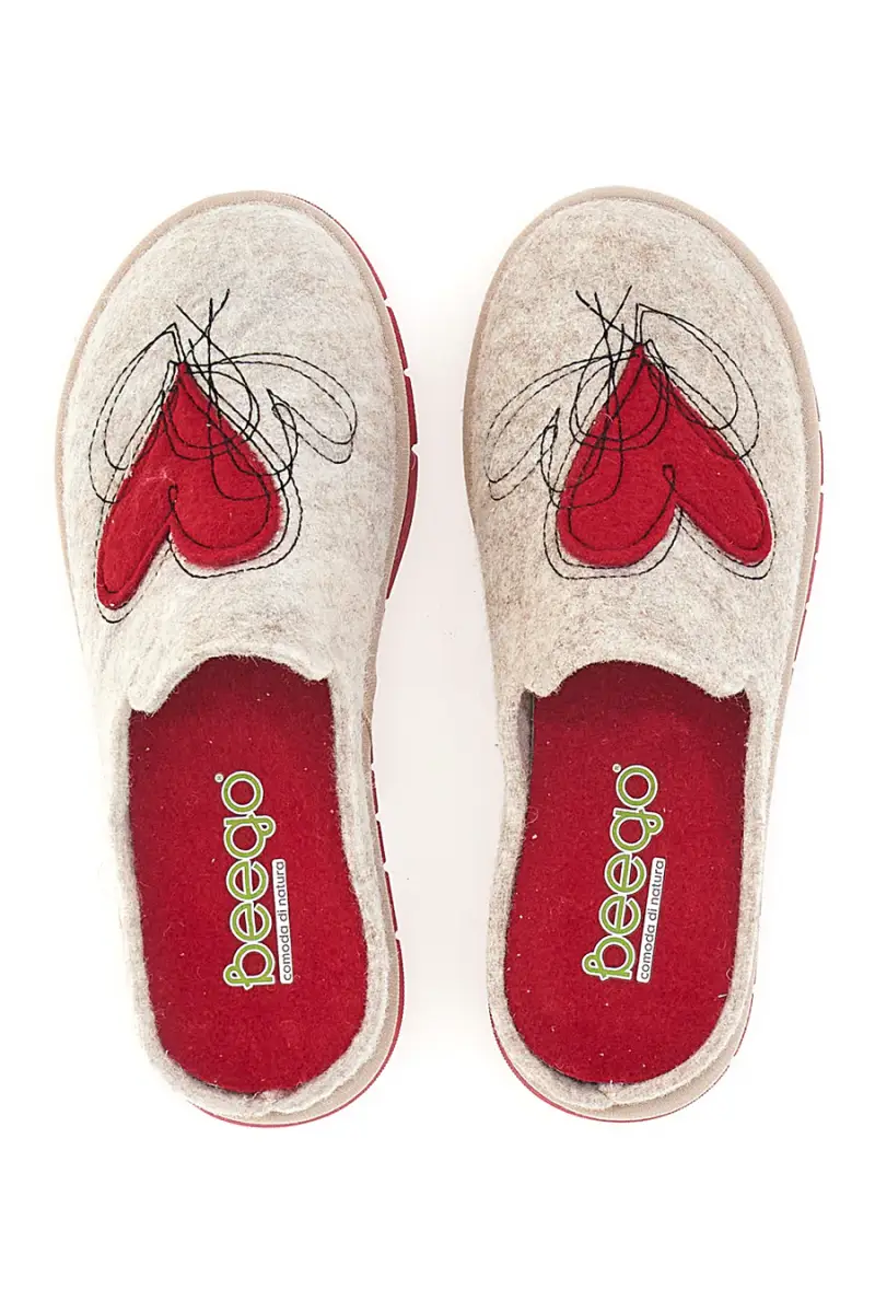 Pantofole beige con cuore Beego 7521p [BEIGE]
