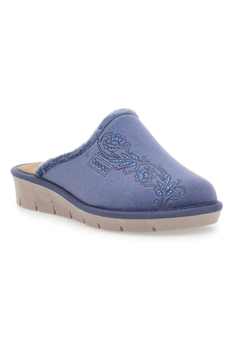 Pantofole blu con ricamo Beego 7306 [PETROLIO] miniatura 2