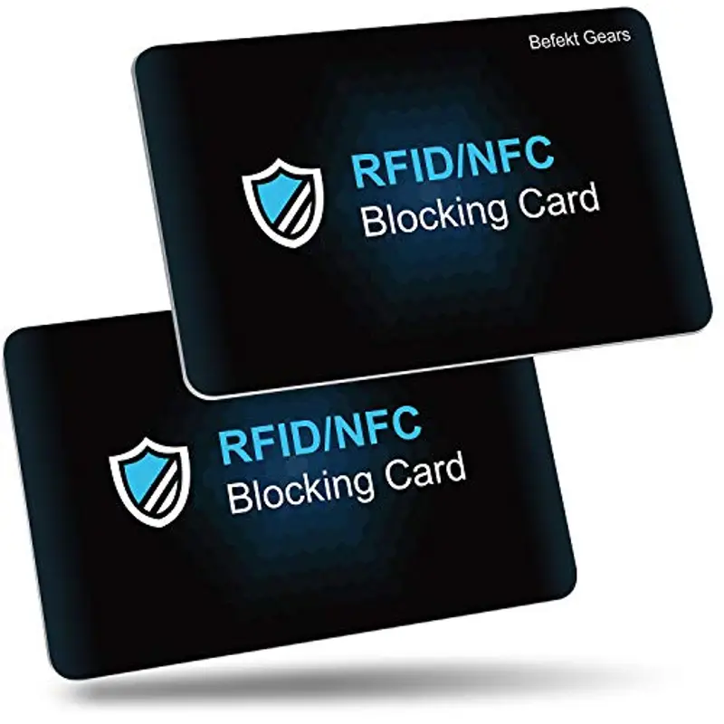 Befekt Gears Carta di Blocco Protezione RFID Protection Card, 2 Pezzi Carte Anti RFID/NFC, Protezione Contactless per Carte di Credito, Documenti di Identità, Passaporto etc.