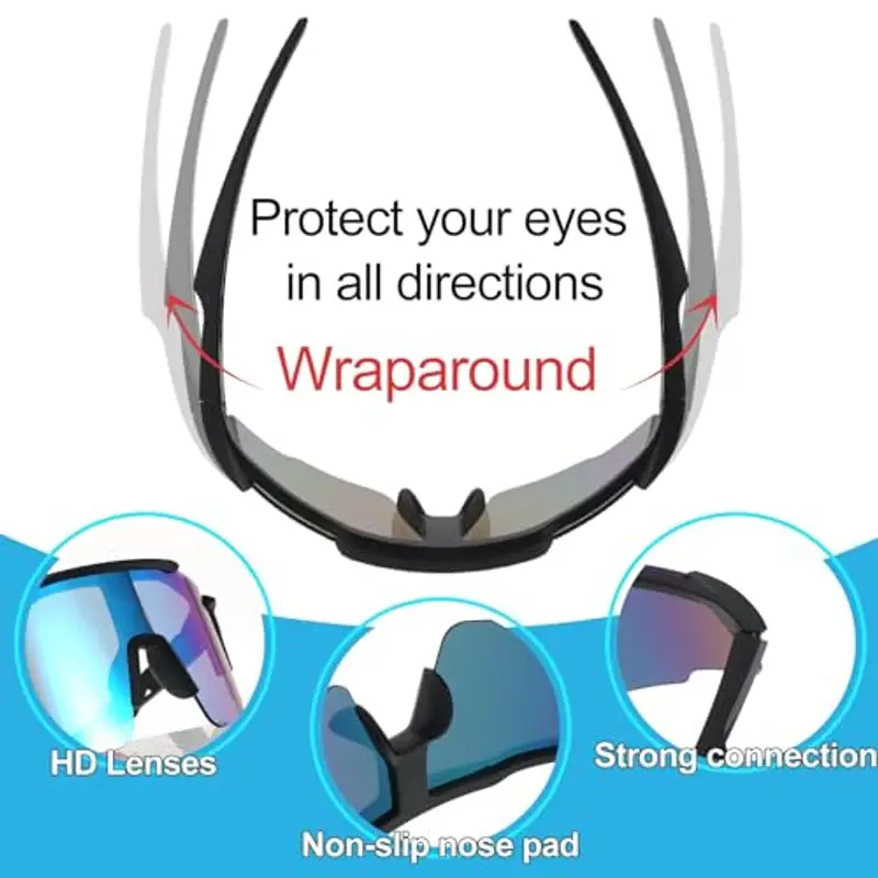 Beipegin 2 Pezzi Occhiali da Sole Bambino Bambina Occhiali Sportivi Protezione UV400 Occhiali Veloci per Ciclismo Tennis Rugby Basket Corsa - 5 a 14 Anni miniatura 3