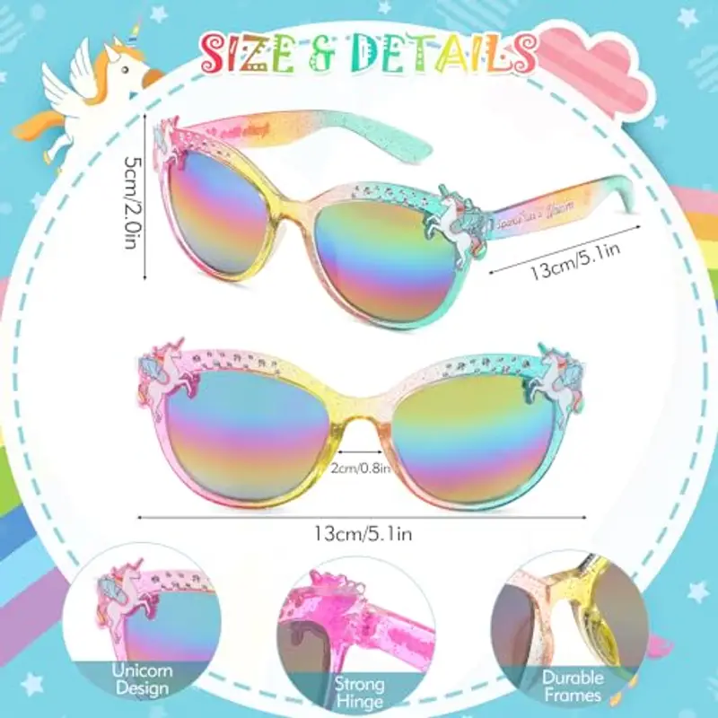 Beipegin Occhiali da Sole Bambina Unicorno Forma di Cuore Protezione UV Ultravioletti Occhiali Sole con Custodia miniatura 2