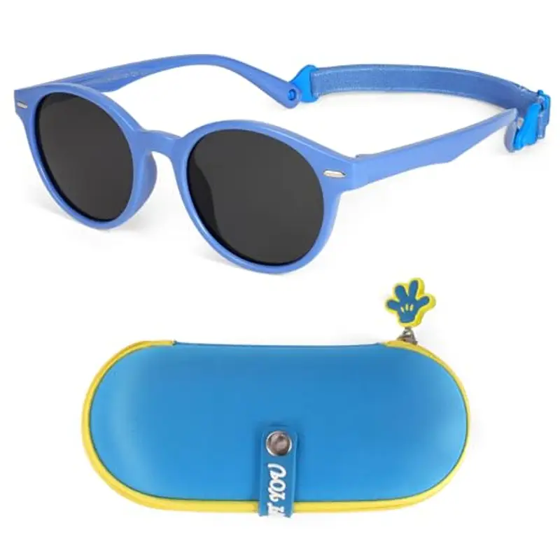 Beipegin Occhiali da Sole Bambino Bambina,Protezione UV400 Polarizzata Telaio Flessibile Occhiali da Sole con Cinturino