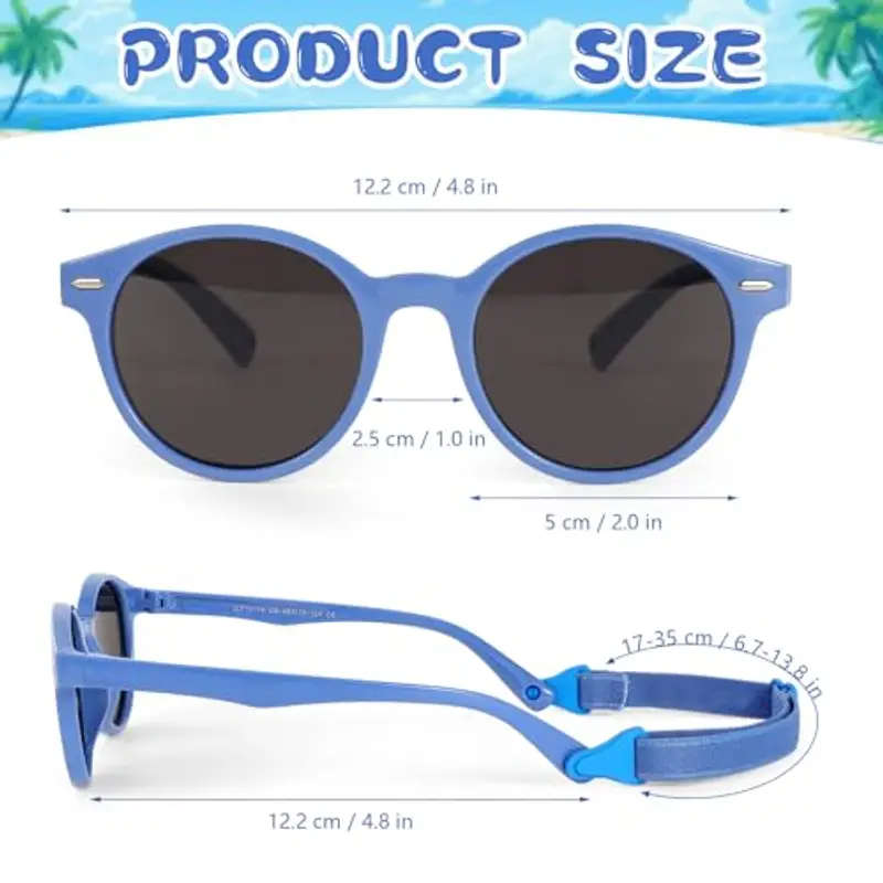 Beipegin Occhiali da Sole Bambino Bambina, Protezione UV400 Polarizzata Telaio Flessibile Occhiali da Sole con Cinturino miniatura 2