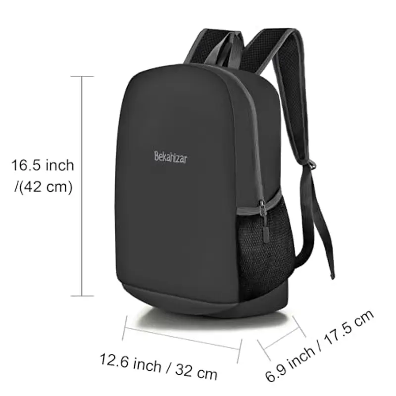 Bekahizar 20L Zaino Leggero ultra Zainetto Impermeabile per uomini, donne, bambini, Hiking, sport, viaggio, arrampicata-Nero miniatura 3
