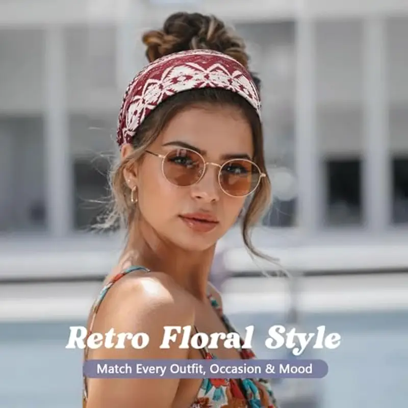 BELEVO 8 Pezzi Fascia Strette Per Capelli Donna, Fascia Elastica Capelli Bandana Donna Elastici Per Capelli Antiscivolo Da Sportiva Adatto Per Corsa, Yoga, Palestra miniatura 2