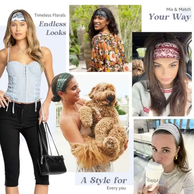 BELEVO 8 Pezzi Fascia Strette Per Capelli Donna, Fascia Elastica Capelli Bandana Donna Elastici Per Capelli Antiscivolo Da Sportiva Adatto Per Corsa, Yoga, Palestra miniatura 3