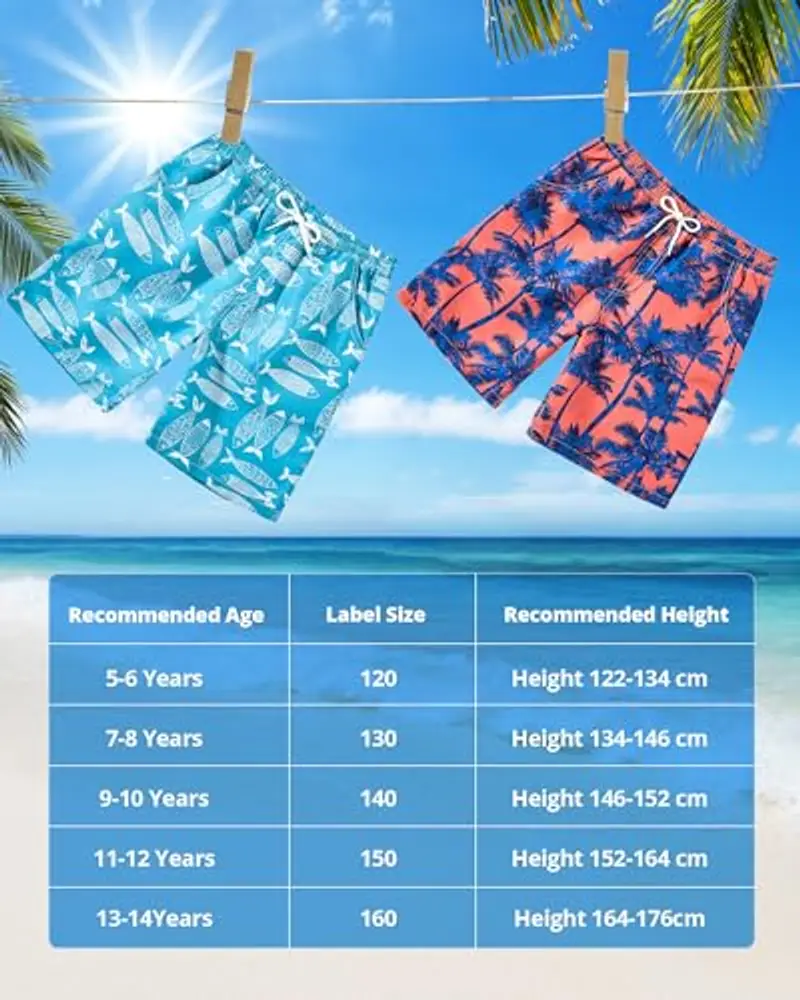 BeLikeFish Costume da Bagno per Ragazzi 5-14 Anni | Asciugatura Rapida, Vita Regolabile, Stile Estivo miniatura 3