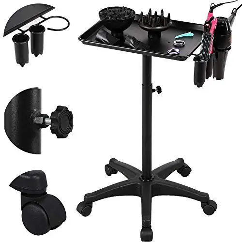 Beltom® Carrello Parrucchiere in alluminio con base a 5 ruote, Porta Phon piastra e spazzole - Porta Oggetti attrezzi