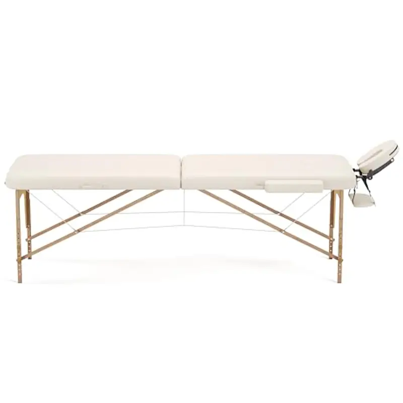 Beltom® LETTINO DA MASSAGGIO 2 ZONE IN LEGNO PORTATILE PESA SOLO 12, 8 KG RICHIUDIBILE - PANNELLO REIKI - ANGOLI ARROTONDATI RINFORZATI - Borsa - Panna miniatura 3