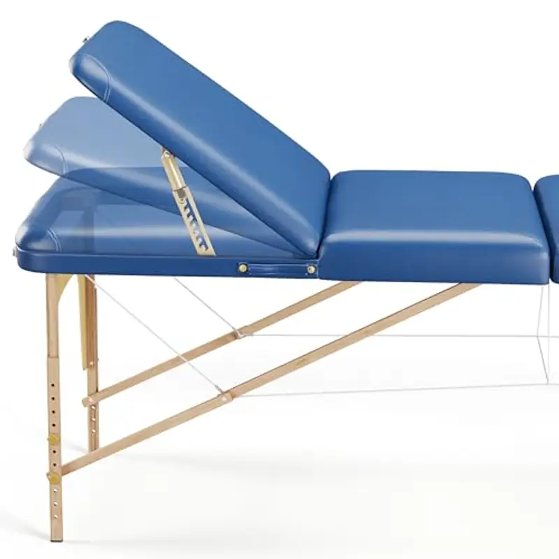 Beltom® Lettino da Massaggio 3 Zone in Legno 195 X 70 CM - LETTINI per Massaggi Portatili Pieghevoli Angoli ARROTONDATI RINFORZATI E Pannello Reiki - Fisioterapia Tattoo Tatuaggi Relax - Blu miniatura 3