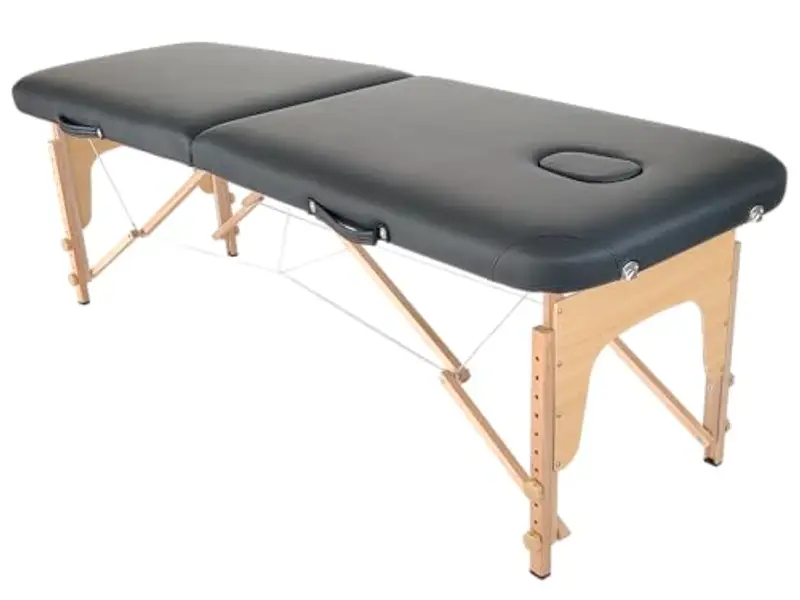 Beltom® LETTINO DA MASSAGGIO BASIC 2 ZONE IN LEGNO PORTATILE PESA SOLO 11, 8 KG RICHIUDIBILE + PANNELLO REIKI + ANGOLI ARROTONDATI E RINFORZATI - FISIOTERAPIA ESTETISTA TATTOO TATUAGGI - Nero miniatura 2