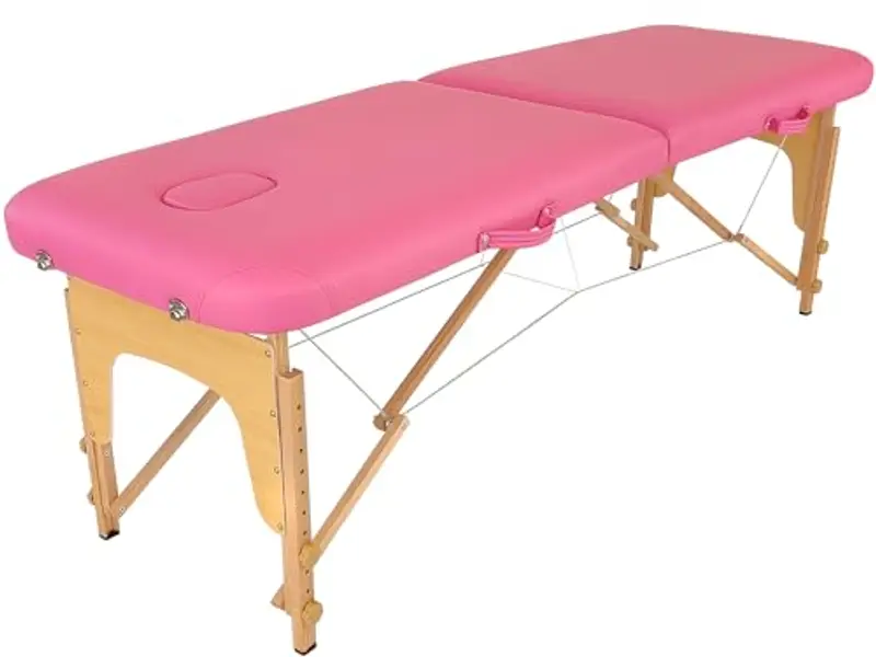 Beltom® LETTINO DA MASSAGGIO BASIC 2 ZONE IN LEGNO PORTATILE PESA SOLO 11, 8 KG RICHIUDIBILE + PANNELLO REIKI + ANGOLI ARROTONDATI E RINFORZATI - FISIOTERAPIA ESTETISTA TATTOO TATUAGGI - Rosa miniatura 2