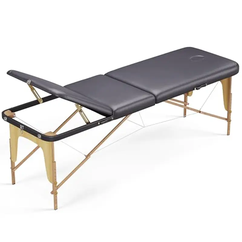 Beltom® Lettino Da Massaggio Basic 3 Zone In Legno Portatile Pesa Solo 12, 8 Kg Richiudibile + Pannello Reiki + Angoli Arrotondati E Rinforzati - Fisioterapia Estetista Tattoo Tatuaggi - Nero miniatura 2