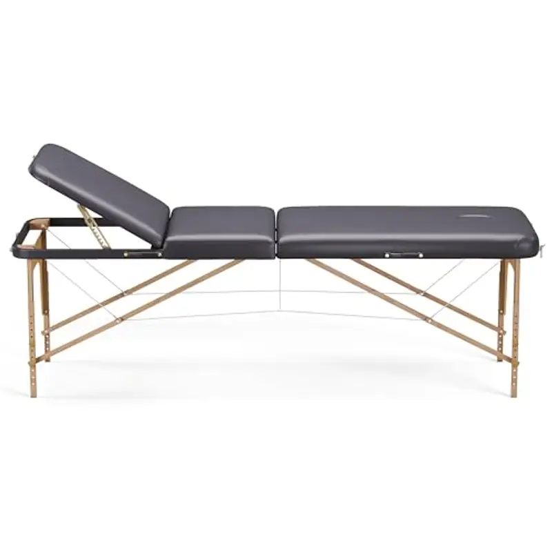 Beltom® Lettino Da Massaggio Basic 3 Zone In Legno Portatile Pesa Solo 12, 8 Kg Richiudibile + Pannello Reiki + Angoli Arrotondati E Rinforzati - Fisioterapia Estetista Tattoo Tatuaggi - Nero miniatura 3