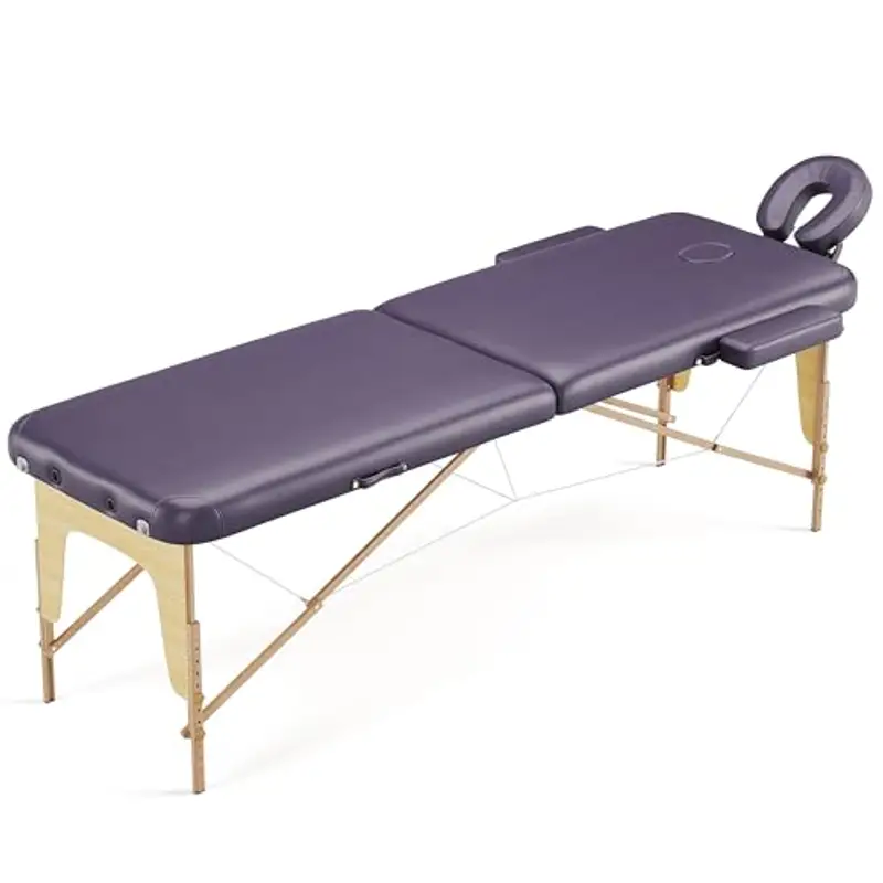 Beltom® LETTINO DA MASSAGGIO LETTINI MASSAGGI 2 ZONE IN LEGNO PORTATILE PESA SOLO 12, 8 KG RICHIUDIBILE + PANNELLO REIKI + ANGOLI ARROTONDATI E RINFORZATI - FISIOTERAPIA ESTETISTA TATTOO TATUAGGI-LILLA miniatura 2