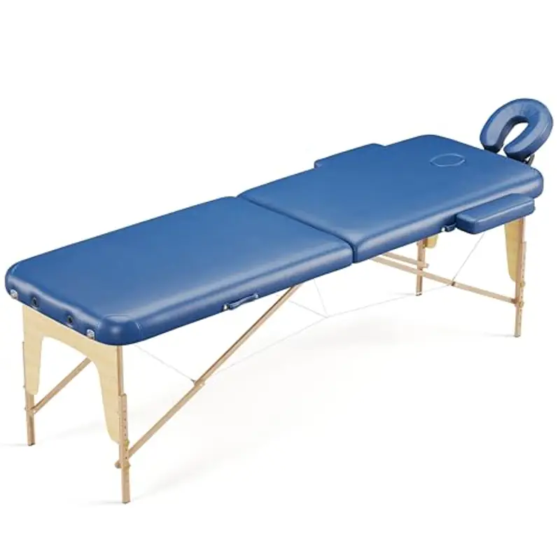 Beltom® LETTINO DA MASSAGGIO-LETTINI MASSAGGI 2 ZONE IN LEGNO PORTATILE PESA SOLO 12, 8 KG RICHIUDIBILE-PANNELLO REIKI-ANGOLI ARROTONDATI E RINFORZATI-FISIOTERAPIA FISIOTERAPISTA TATTOO TATUAGGI-Blu miniatura 2