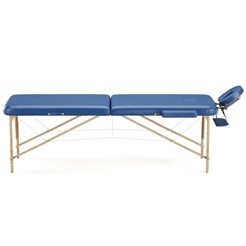 Beltom® LETTINO DA MASSAGGIO-LETTINI MASSAGGI 2 ZONE IN LEGNO PORTATILE PESA SOLO 12, 8 KG RICHIUDIBILE-PANNELLO REIKI-ANGOLI ARROTONDATI E RINFORZATI-FISIOTERAPIA FISIOTERAPISTA TATTOO TATUAGGI-Blu miniatura 3