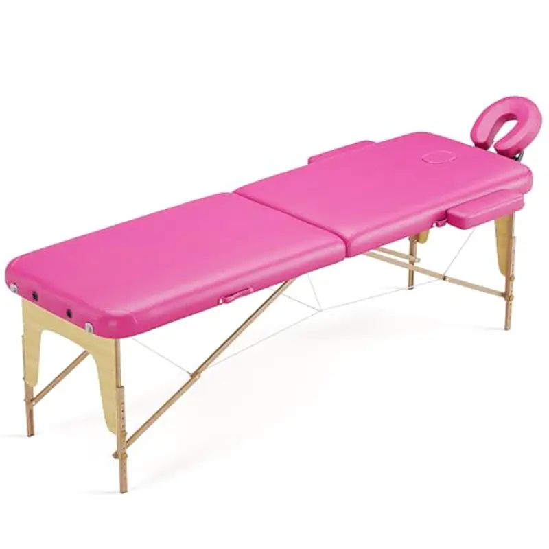 Beltom® LETTINO DA MASSAGGIO LETTINI MASSAGGI 2 ZONE LEGNO PORTATILE PESA SOLO 12, 8 KG RICHIUDIBILE - PANNELLO REIKI ANGOLI ARROTONDATI E RINFORZATI - FISIOTERAPIA FISIOTERAPISTA TATTOO TATUAGGI-Rosa miniatura 2