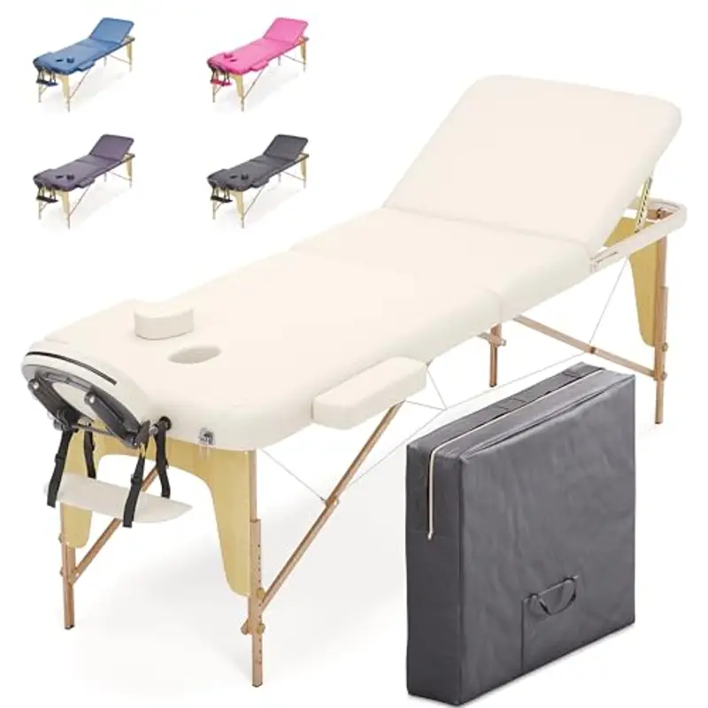Beltom® LETTINO MASSAGGIO SMART DIMENSIONE 180x56 CM - PESA SOLO 13,3KG CON ACCESSORI 14,5KG +ANGOLI ARROTONDATI E RINFORZATI+ PANNELLO REIKI - LETTINI FISIOTERAPIA DA MASSAGGI - PANNA