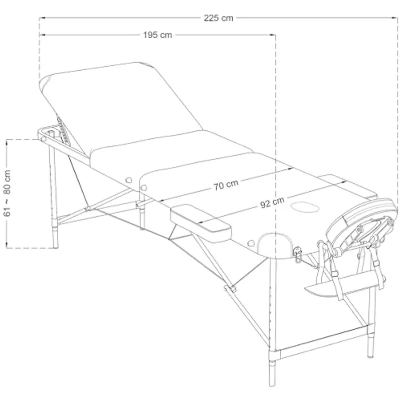 Beltom® Lettino per Massaggi 3 Zone Alluminio 195x70 Cm Portatile Pieghevole Angoli Arrotondati Rinforzati Lilla miniatura 2