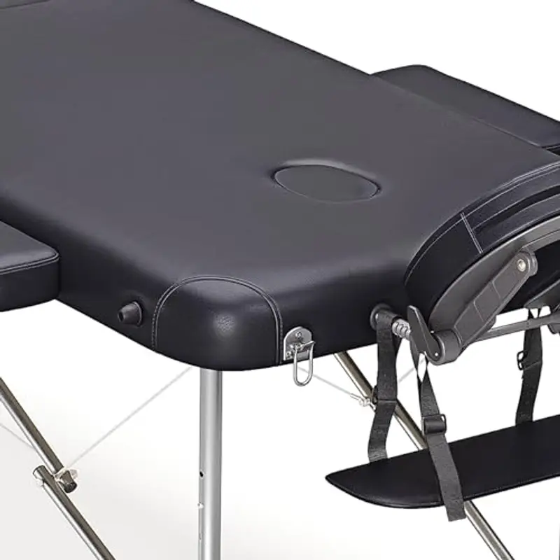 Beltom® Lettino per Massaggi 3 Zone Alluminio 195x70 Cm Portatile Pieghevole Angoli Arrotondati Rinforzati Nero miniatura 3