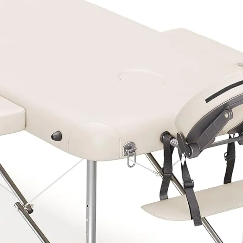 Beltom® Lettino per Massaggi 3 Zone Alluminio 195x70 Cm Portatile Pieghevole Angoli Arrotondati Rinforzati Panna miniatura 3