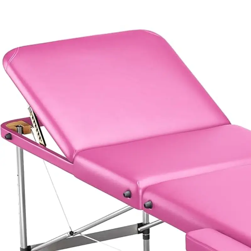 Beltom® Lettino per Massaggi 3 Zone Alluminio 195x70 Cm Portatile Pieghevole Angoli Arrotondati Rinforzati Rosa miniatura 3
