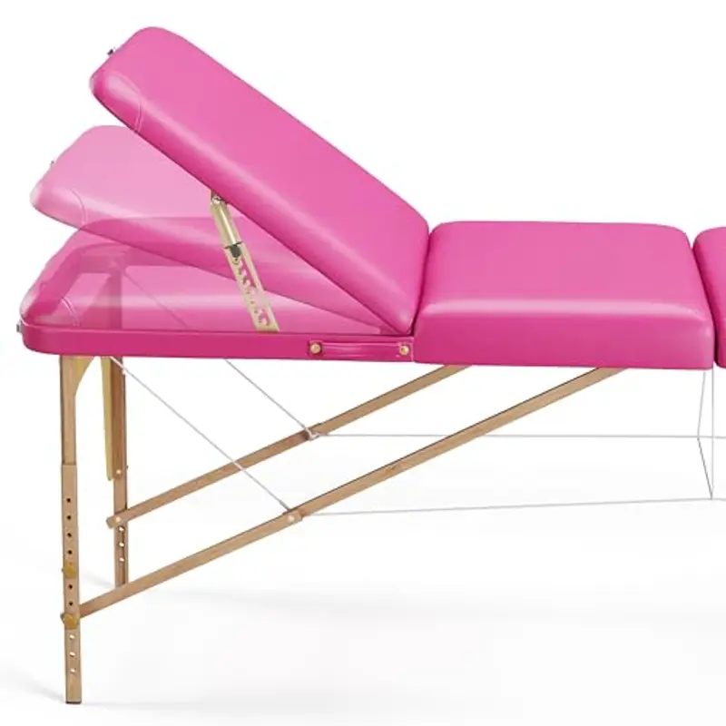 Beltom® LETTINO PORTATILE MASSAGGIO SMART 3 ZONE IN LEGNO - DIMENSIONE 180x56 CM - PESA SOLO 13, 3KG CON ACCESSORI 14, 5KG - ANGOLI ARROTONDATI E RINFORZATI + PANNELLO REIKI - PER FISIOTERAPIA - ROSA miniatura 3