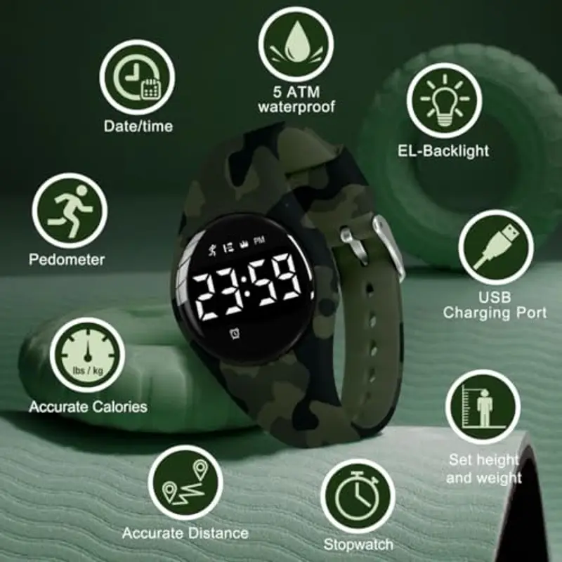 BEN NEVIS Orologio Bambini, Orologio da Polso Sportivo Digitale con Sveglia, Calorie, Contapassi, Regalo di Compleanno per Ragazzi e Ragazze 5-15 Anni miniatura 3