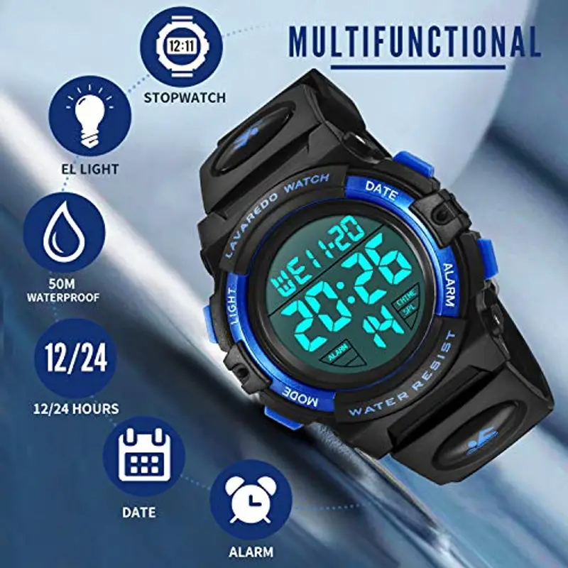 BEN NEVIS Orologio da Polso Orologi Sport per Bambini Digitale Multifunzione Impermeabile LED Luce Allarme Calendario Data con Cinturino in Silicone Blu miniatura 3