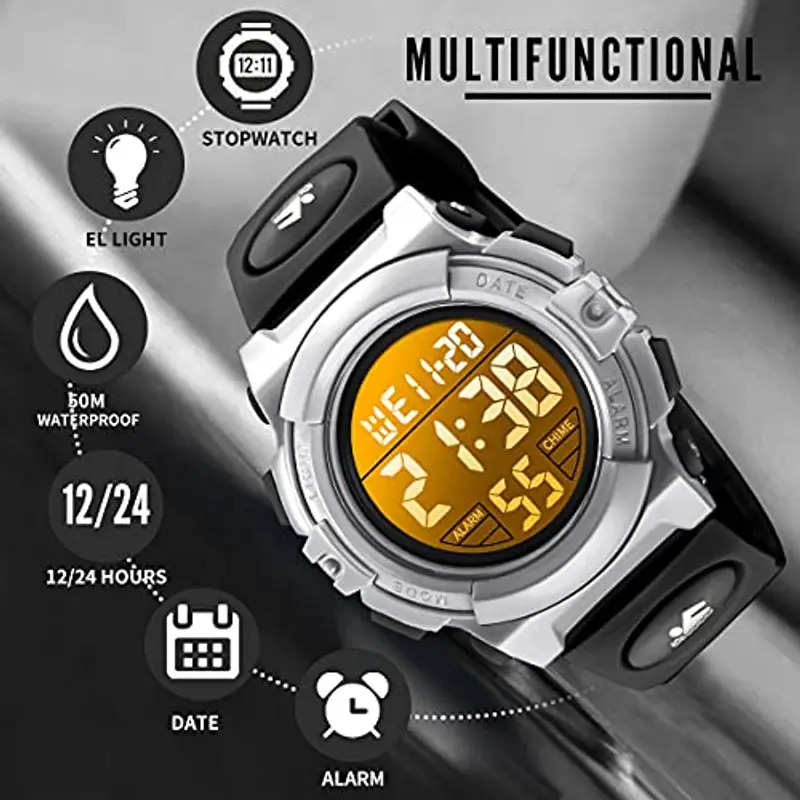 BEN NEVIS Orologio da Polso Orologi Sport per Bambini Digitale Multifunzione Impermeabile LED Luce Allarme Calendario Data con Cinturino in Silicone Blu miniatura 2