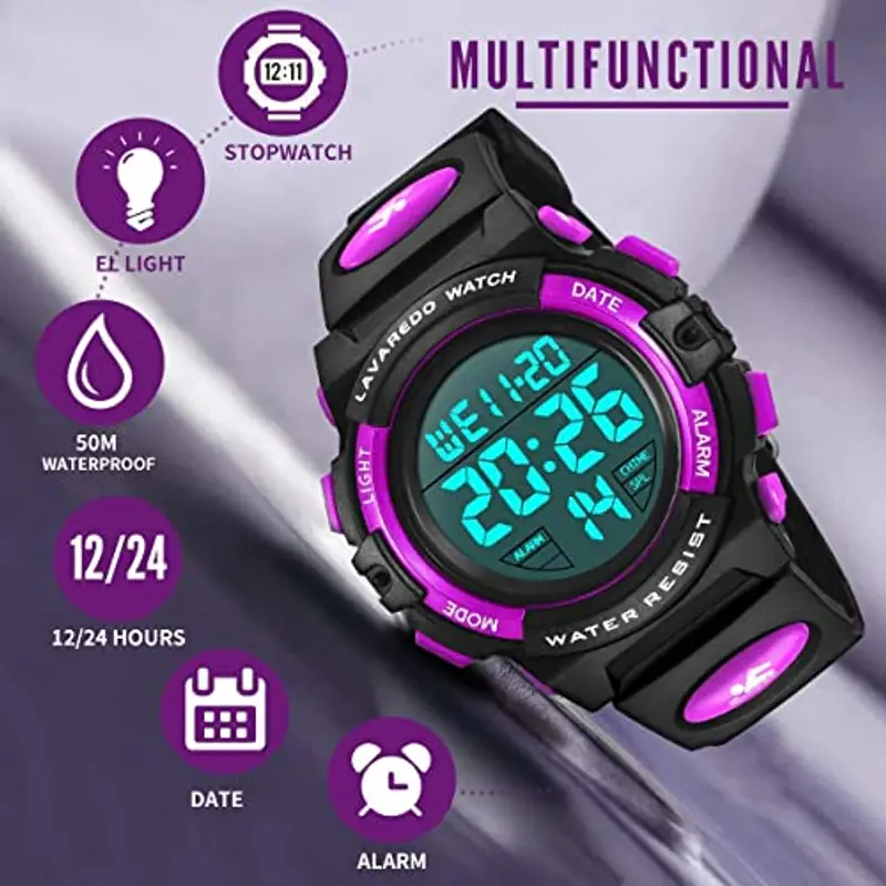 BEN NEVIS Orologio da Polso Orologi Sport per Bambini Digitale Multifunzione Impermeabile LED Luce Allarme Calendario Data con Cinturino in Silicone Blu miniatura 3